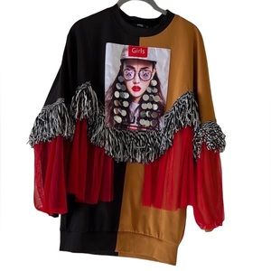 🆕 SAY Black and Brown Color Block Mock Neck Sweater🤎